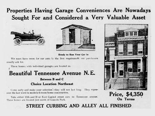 Ad for Tennessee Ave NE property with garage