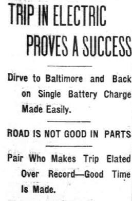 newspaper clip - trip in electric proves a success